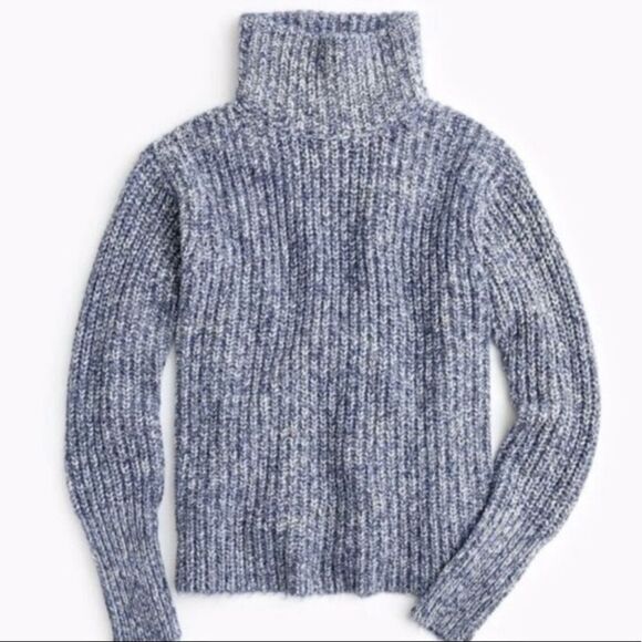 J Crew Point Sur Chunky Funnel Mock Neck Navy size Large Sweater - Picture 1 of 10